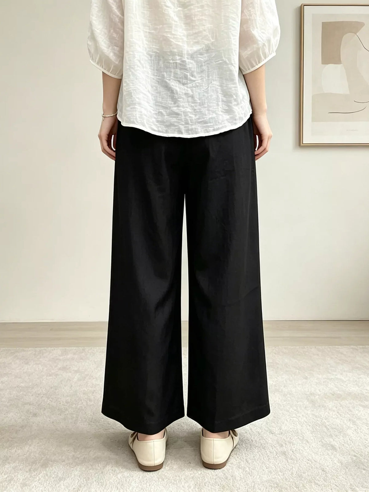 Casual Drawstring Wide Leg Pants