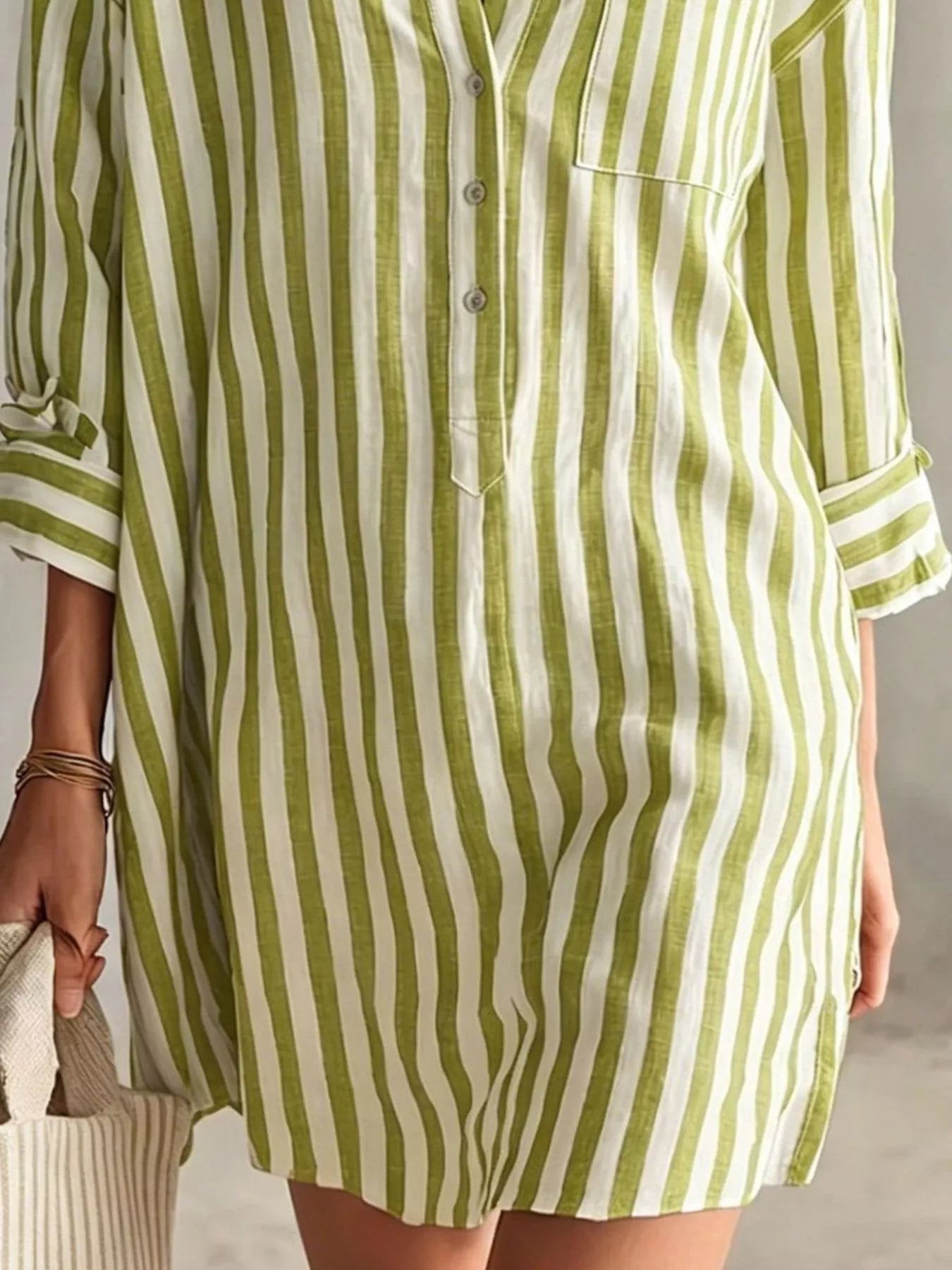 Striped Button-Front Shirt Mini Dress