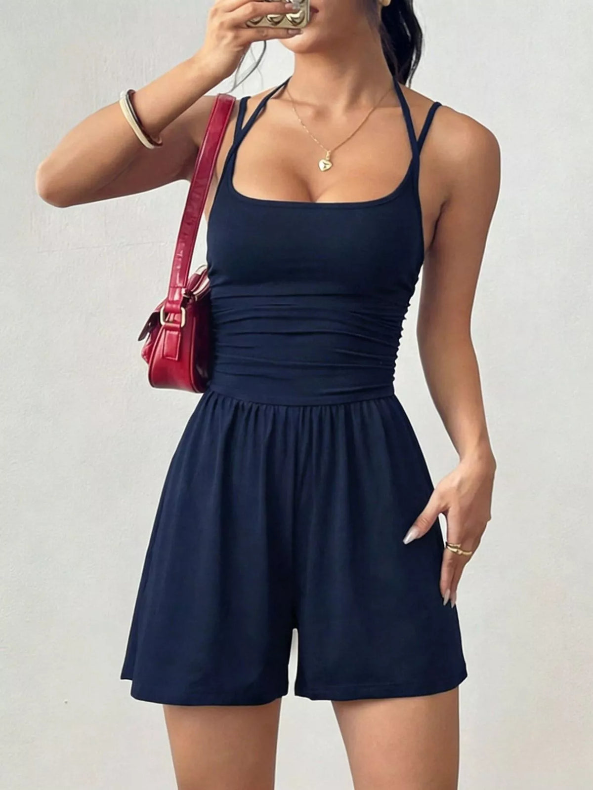 Ruched Spaghetti Strap Romper