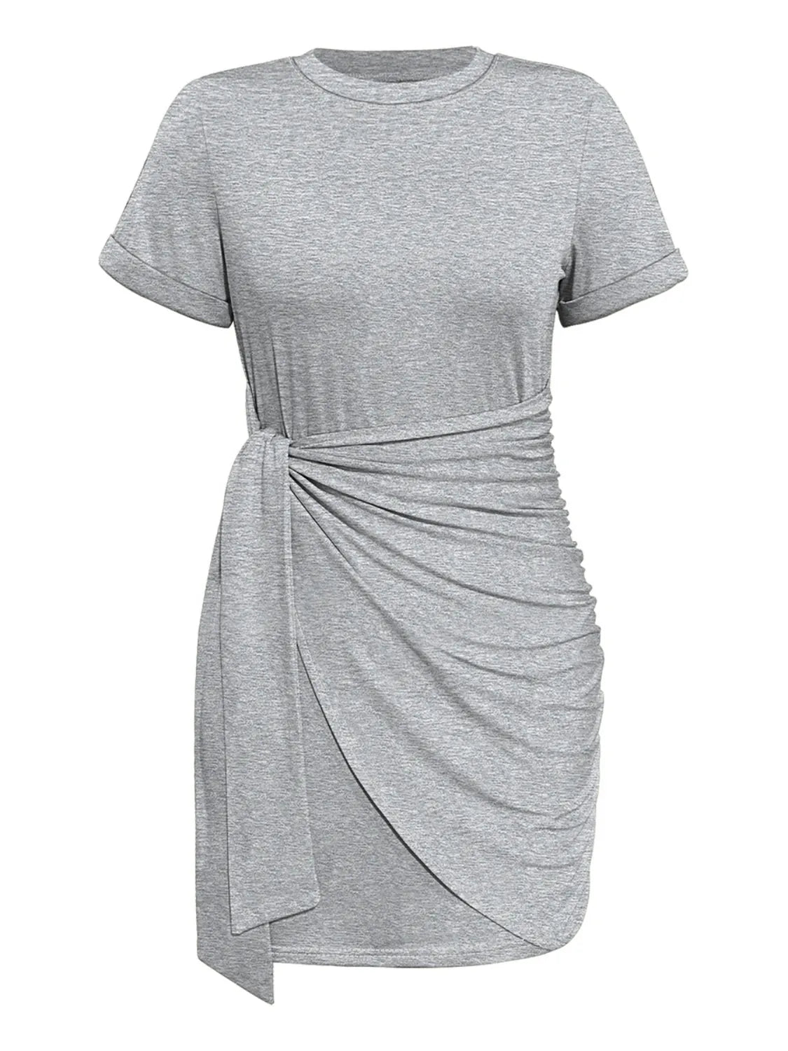 Short Sleeve Mini Tee Dress with Tie Detail