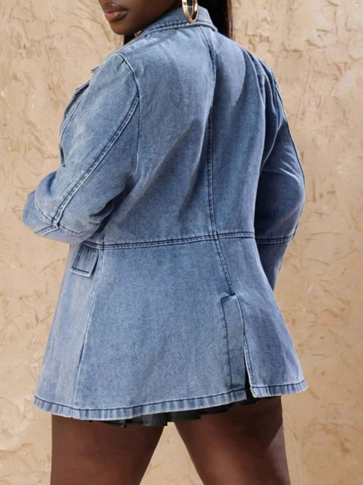 Single-Breasted Denim Jacket in Blue