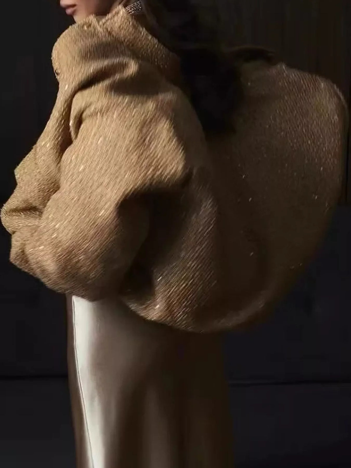 Tweed Bomber Jacket with Sequin Detail