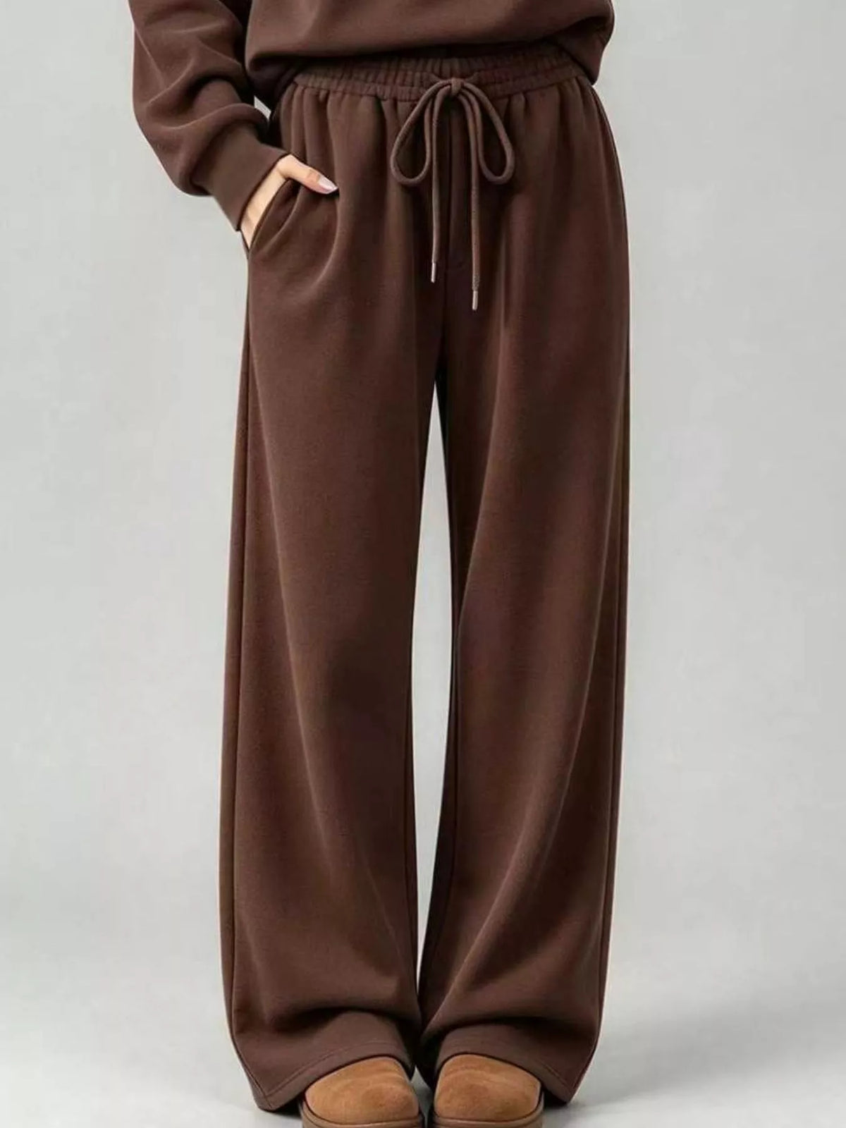 Dropped Shoulder Hoodie and Wide-Leg Pants Set