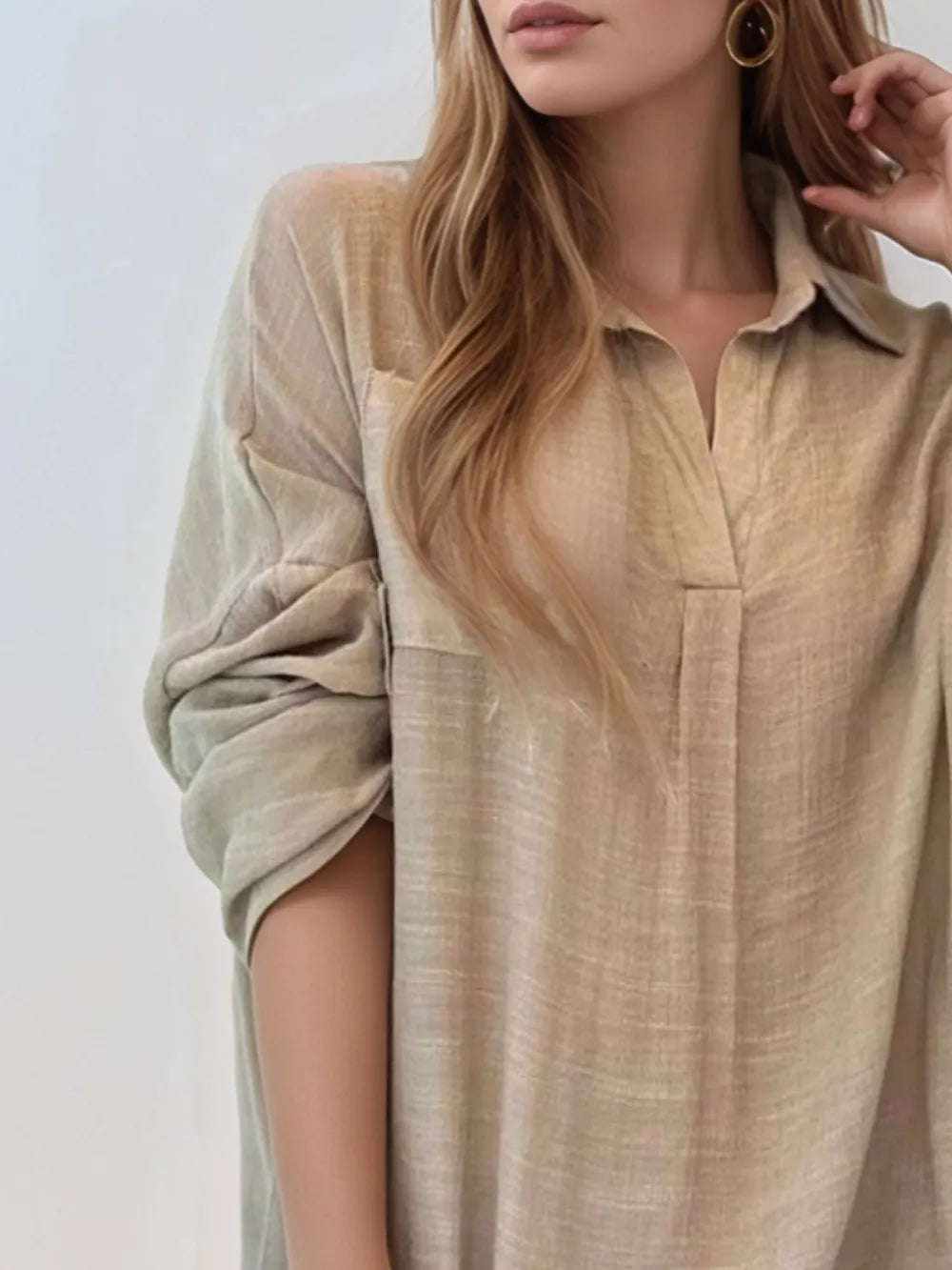 Roll-Tab Sleeve Mini Shirt Dress, Plus Size