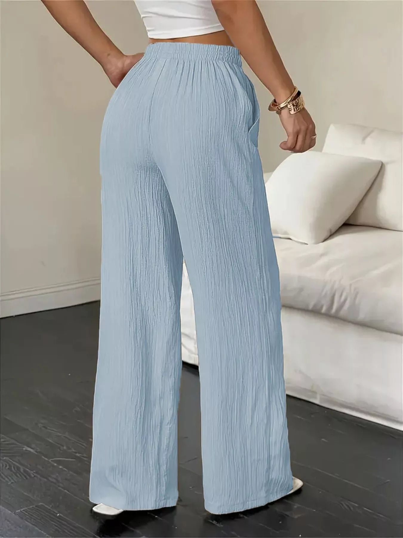 Wide Leg Drawstring Pants with Pockets