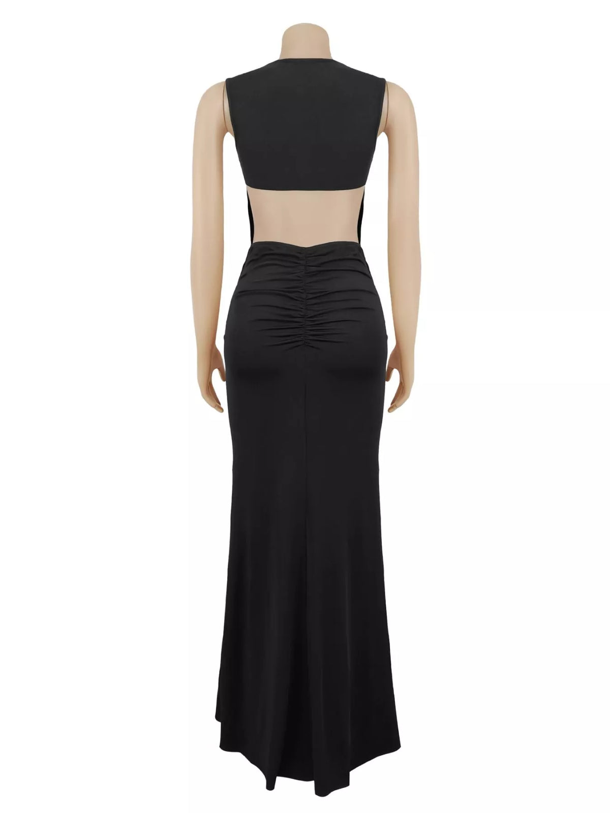 Gold Buckle Bodycon Maxi Dress in Black