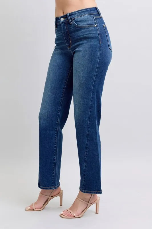 Judy Blue Full Size Side Seam Detail Straight Jeans in Medium