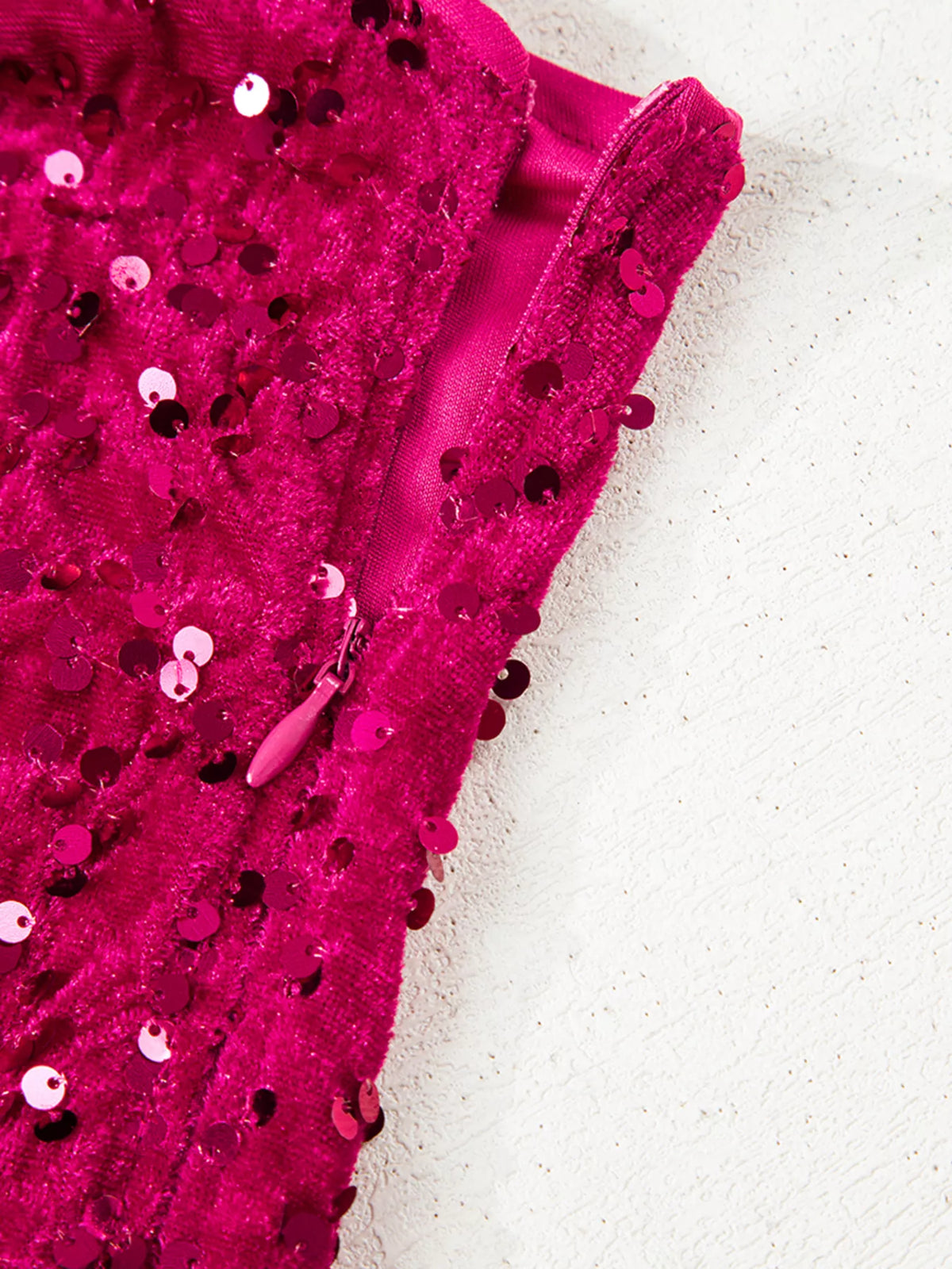 Sequin One-Shoulder Dress in Cerise