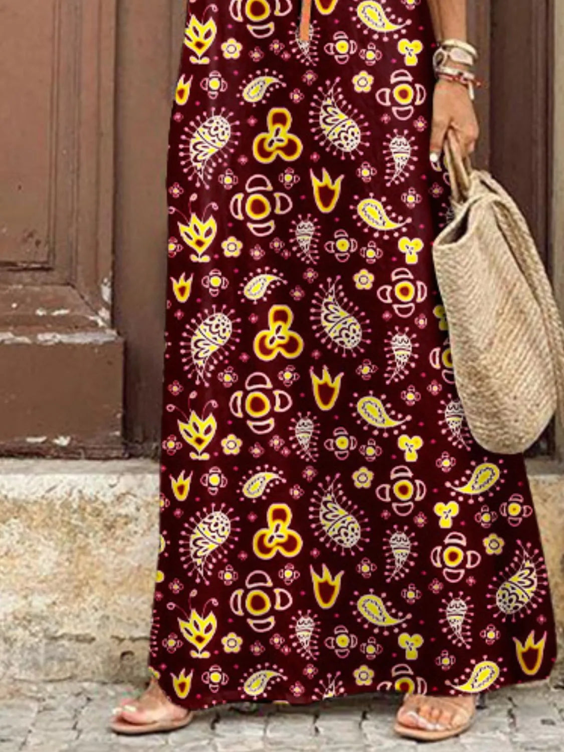 Belted V-Neck Maxi Dress with Pockets