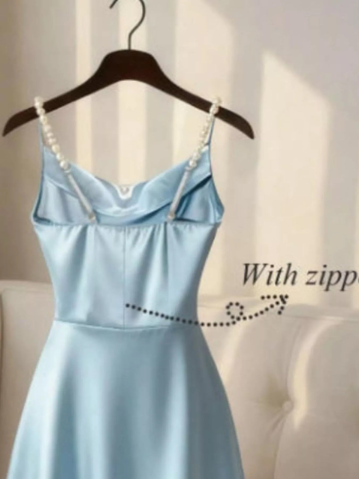 Pearl Strap Satin Maxi Dress