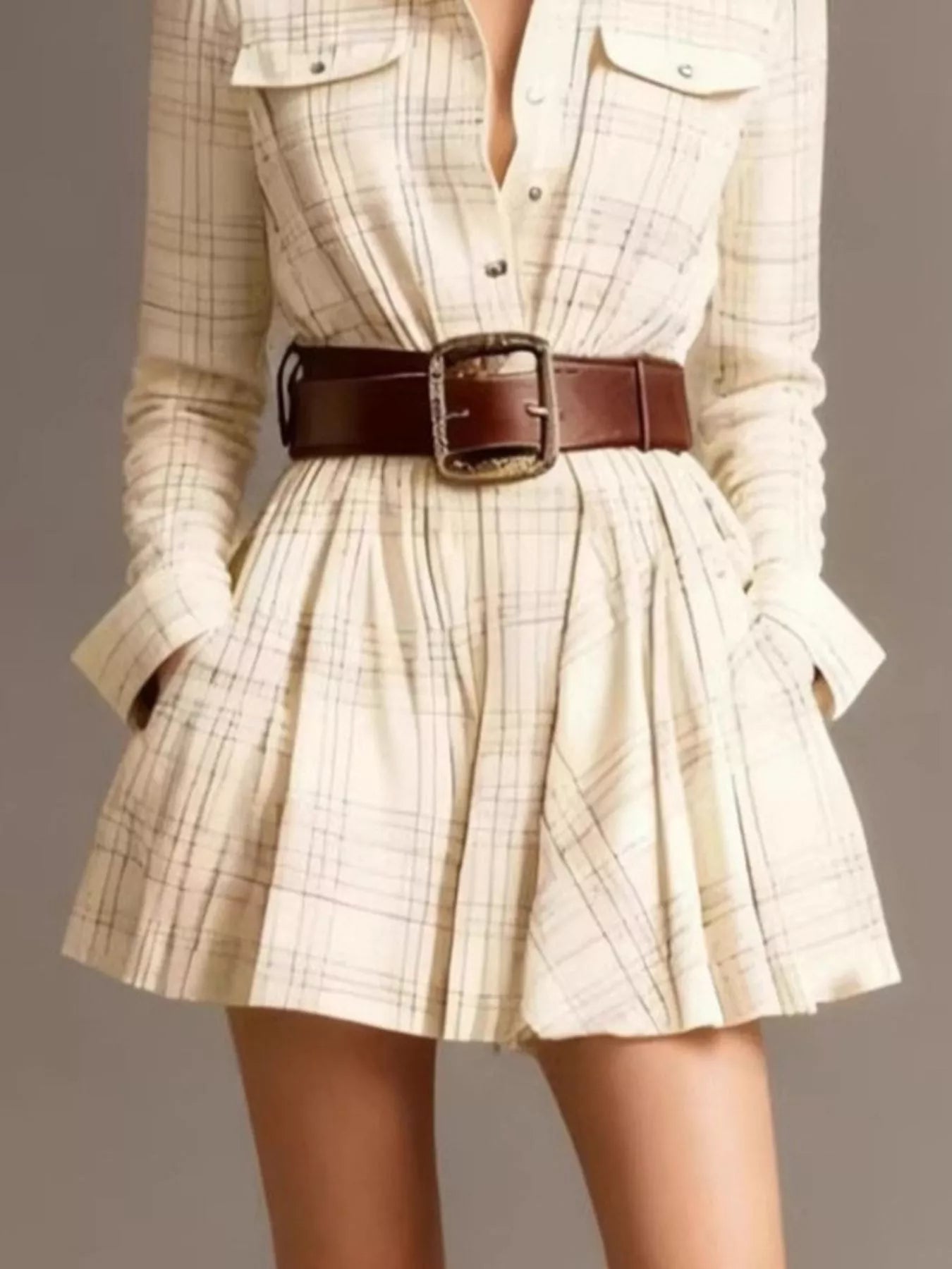Plaid Belted Shirt Dress