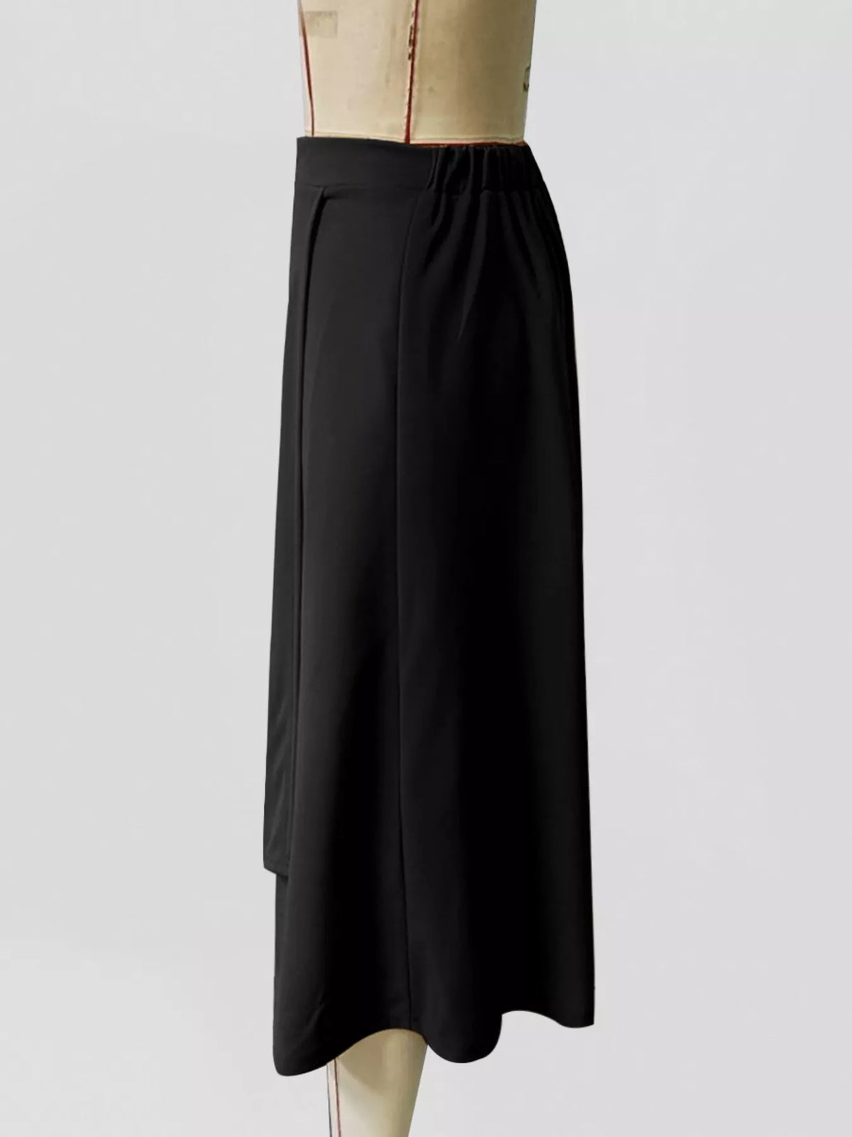 Asymmetrical Hem A-Line Skirt in Black