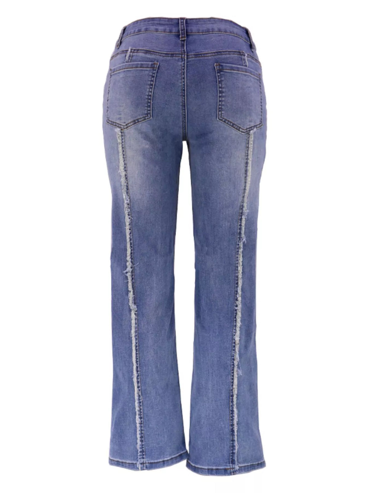 Striped Low-Rise Flare Jeans in Blue