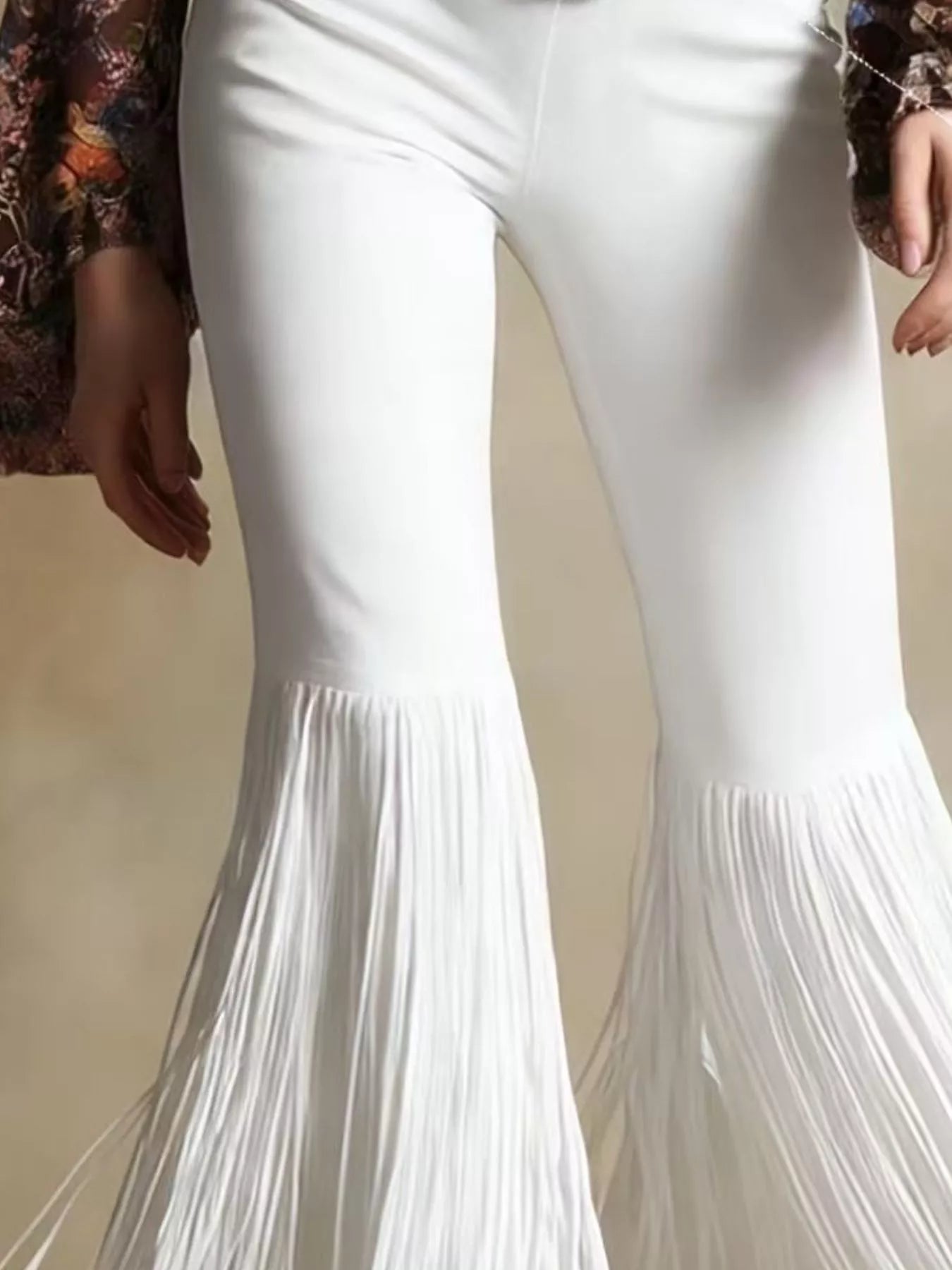 Fringe Hem Flare Pants