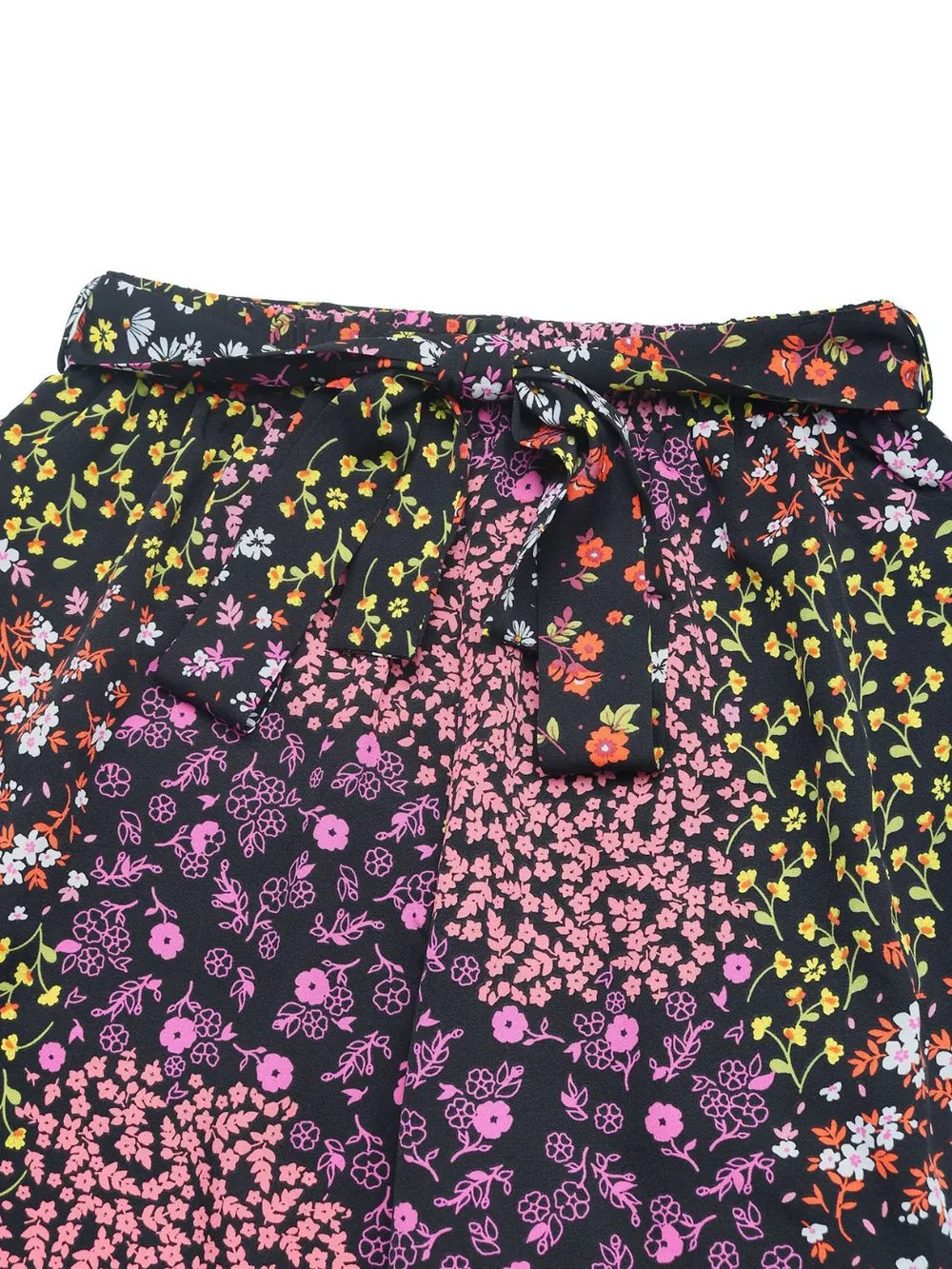 Floral High Rise Wide Leg Pants in Black