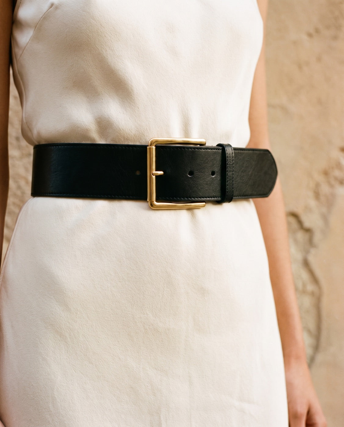 PU Leather Belt — Black & Caramel B