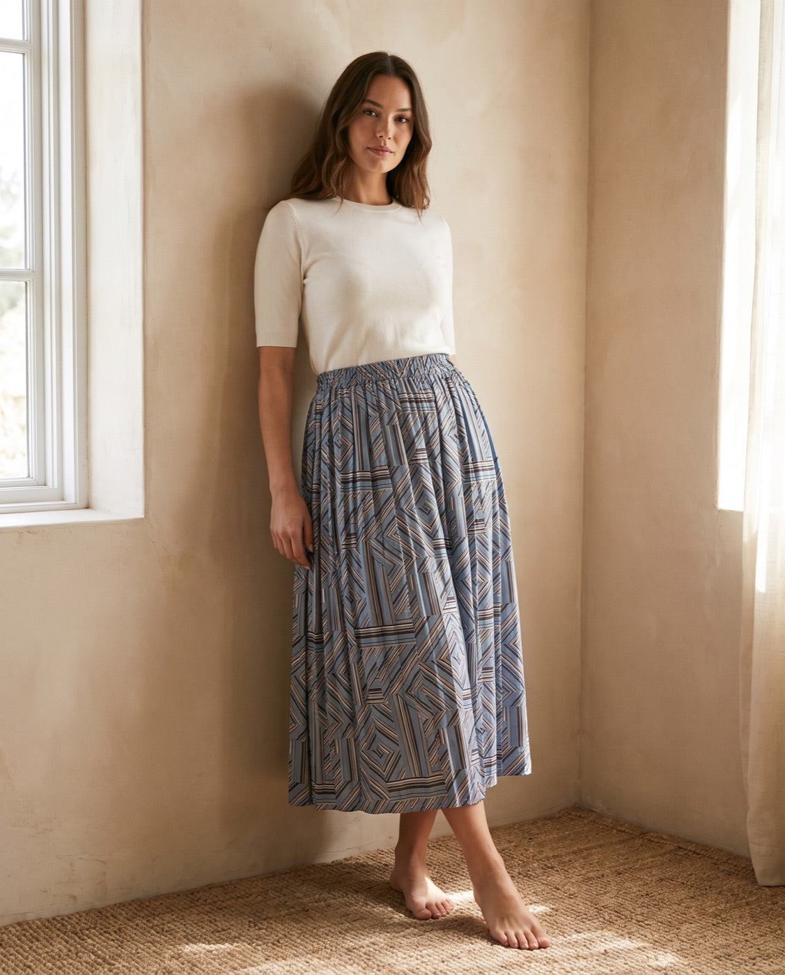 Pleated Skirt in Deep Teal