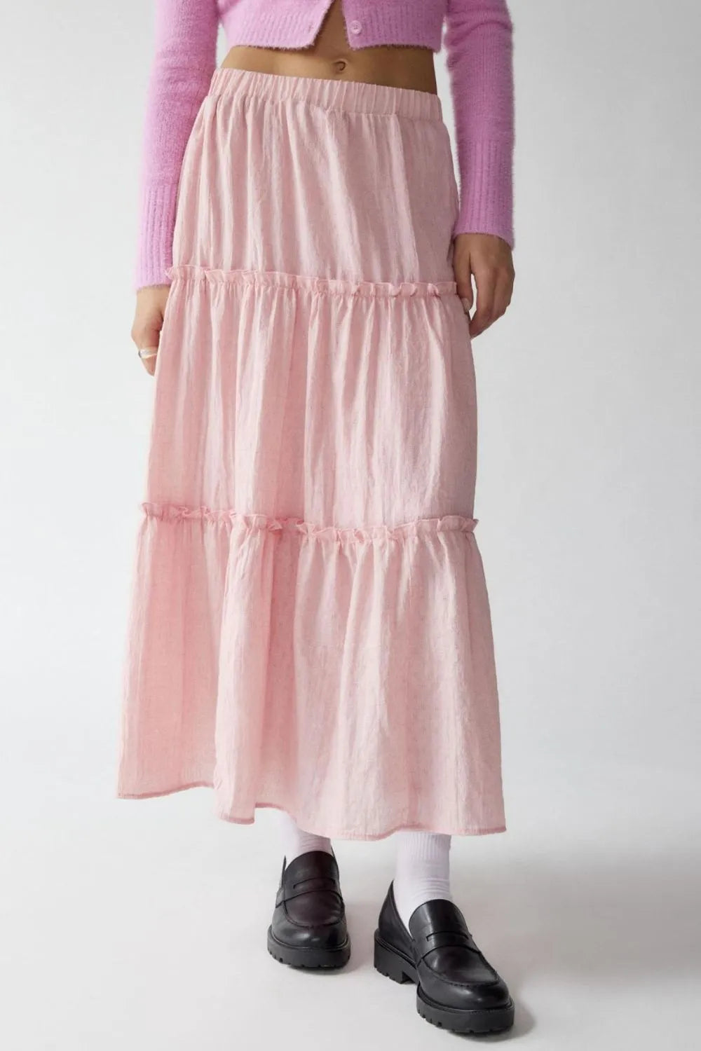 Frill Elastic Waist Skirt by Mystique Q