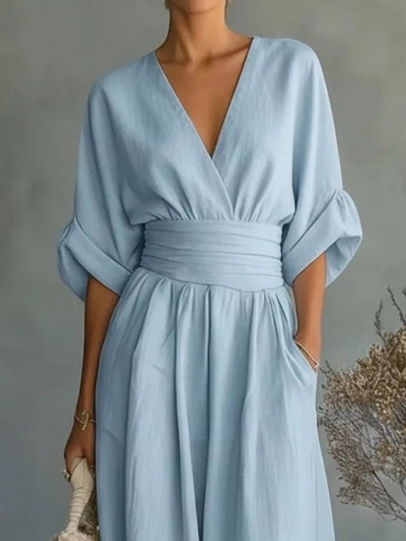 Half Sleeve Wide Leg Jumpsuit
