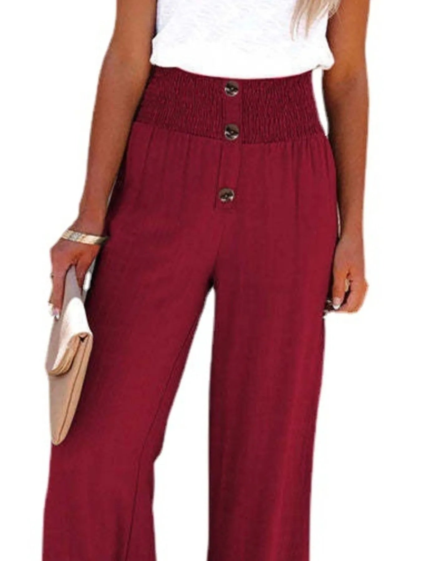 Textured Wide-Leg Pants