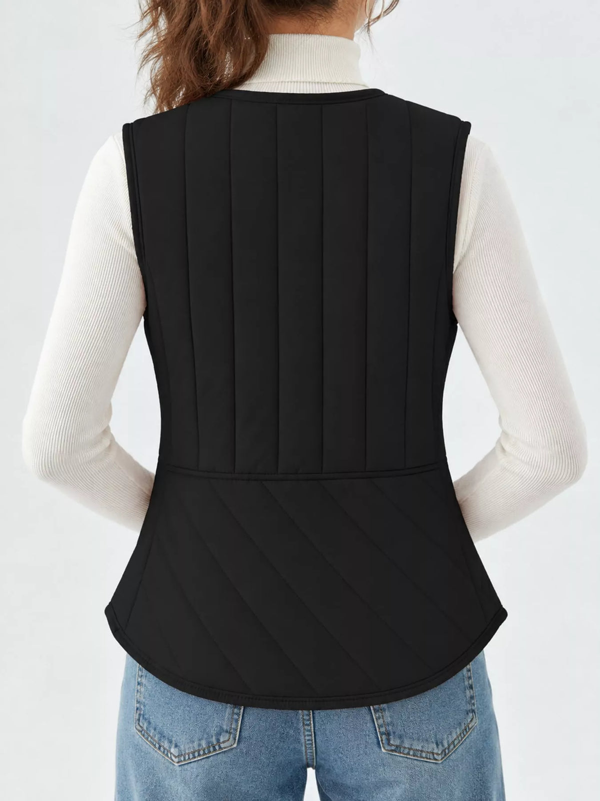 Quilted Button-Up Vest Coat