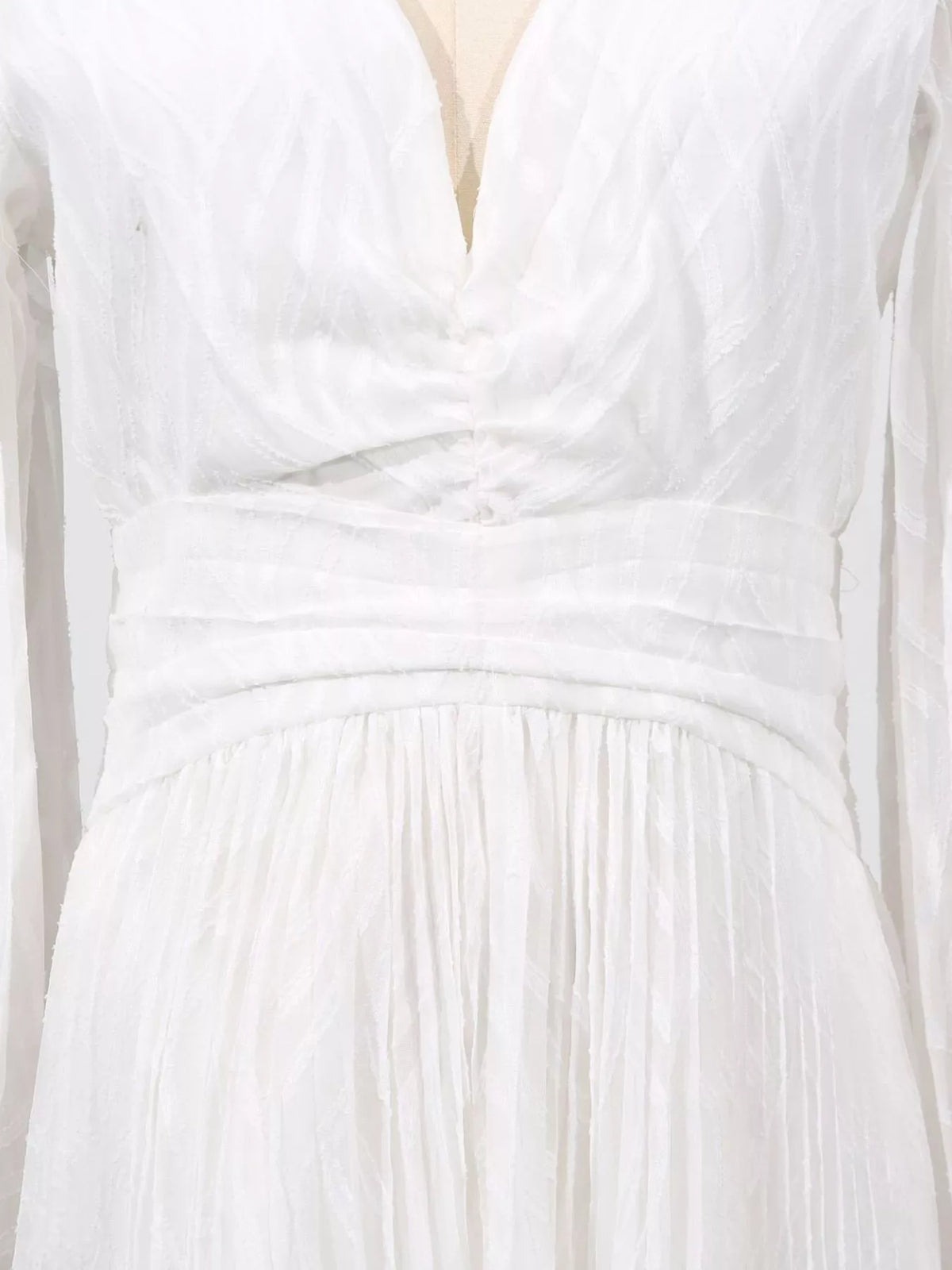 V-Neck Long Sleeve Maxi Dress in White