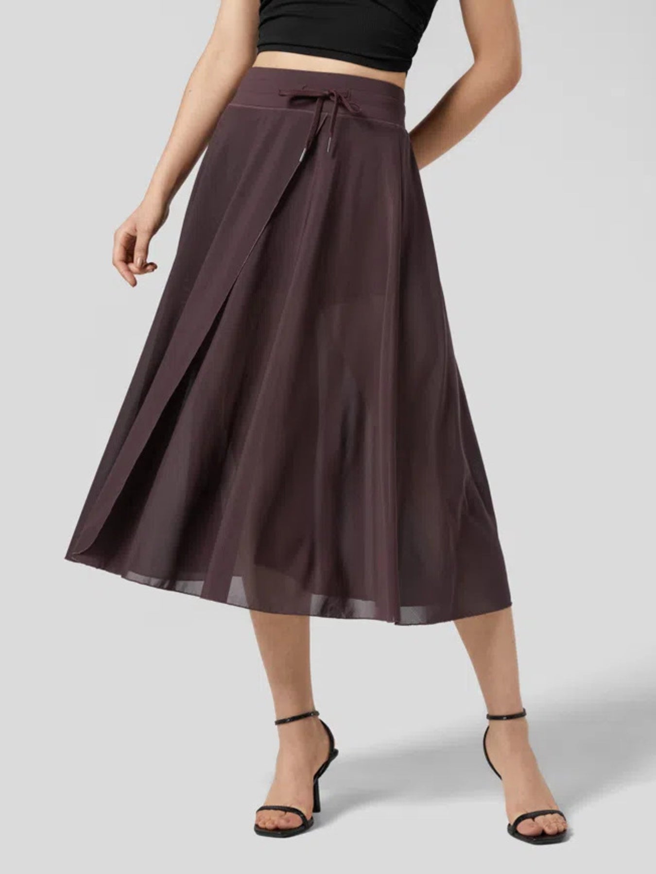 Slit Flowy Skirt with Built-In Shorts