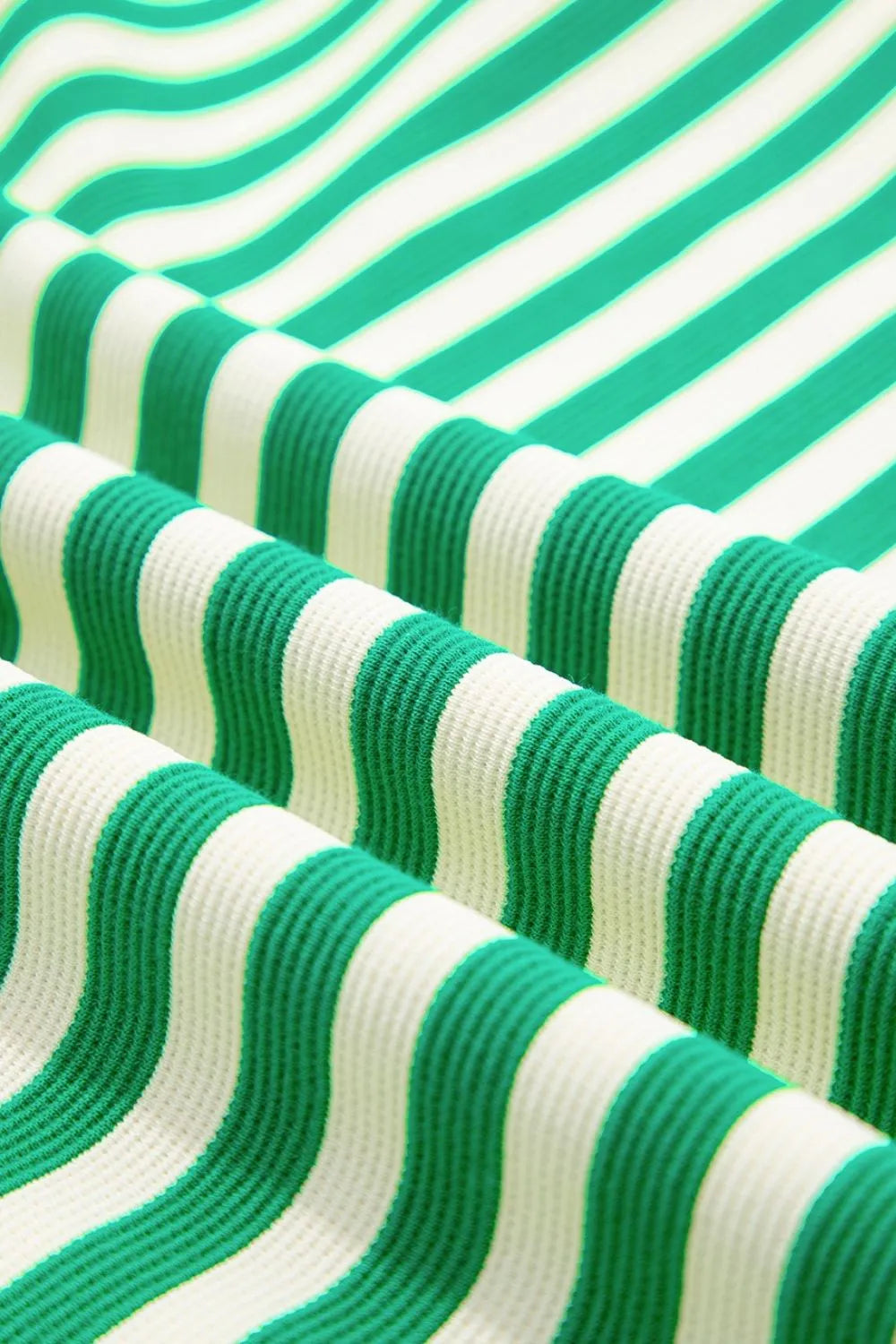 Striped Contrast Collar Flutter Sleeve Dress