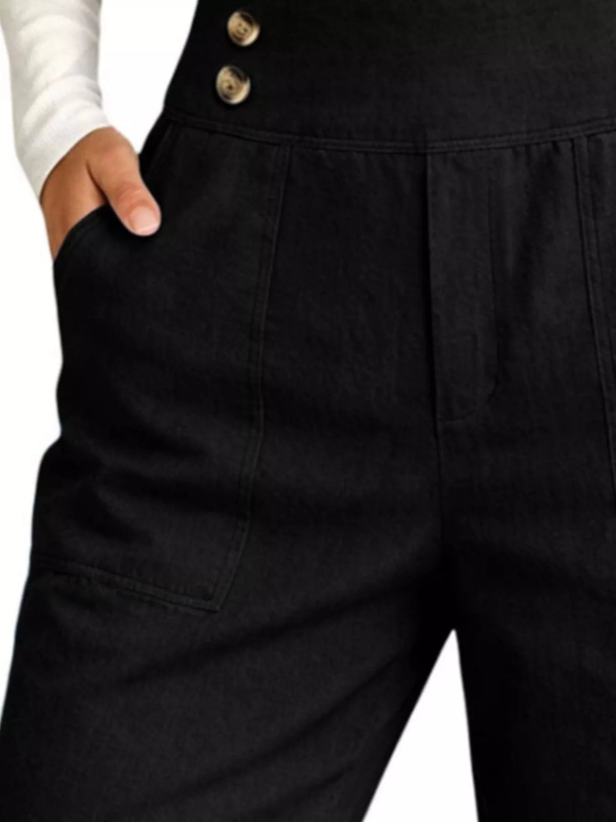 High-Waisted Button-Detail Cropped Pants