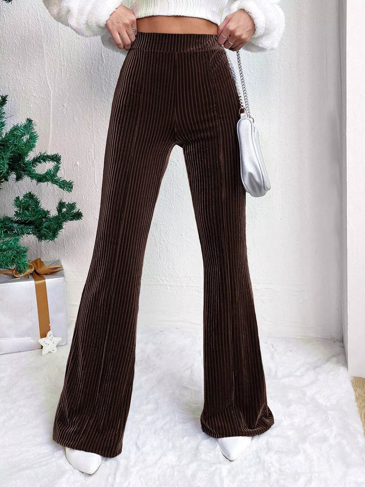 Corduroy High-Waist Flare Pants