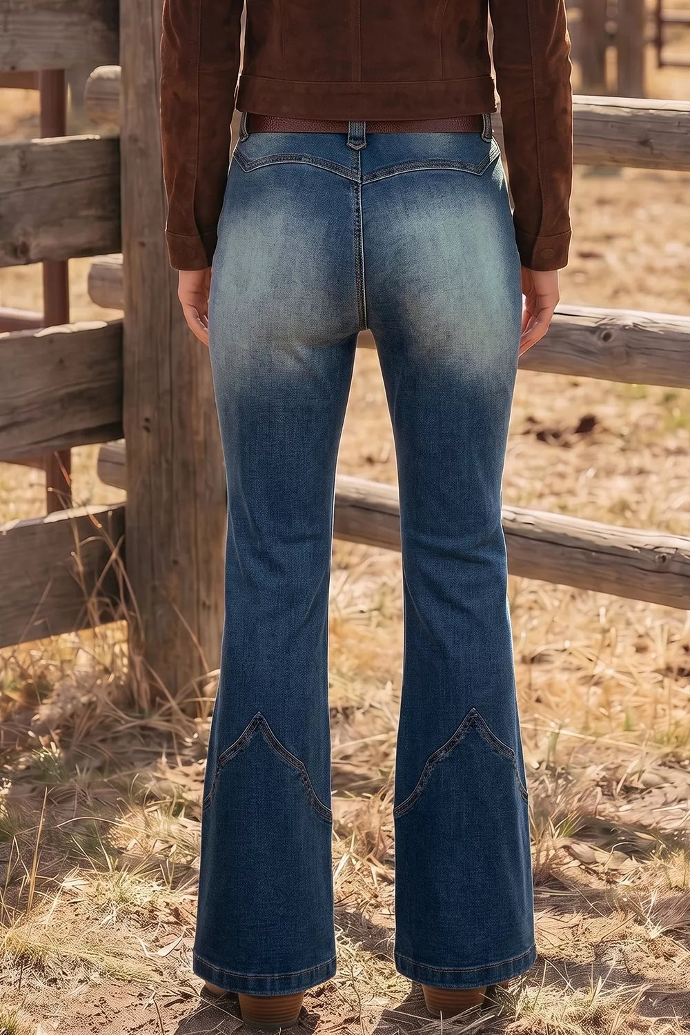 Flare Leg Jeans with Pocket Detail in Medium