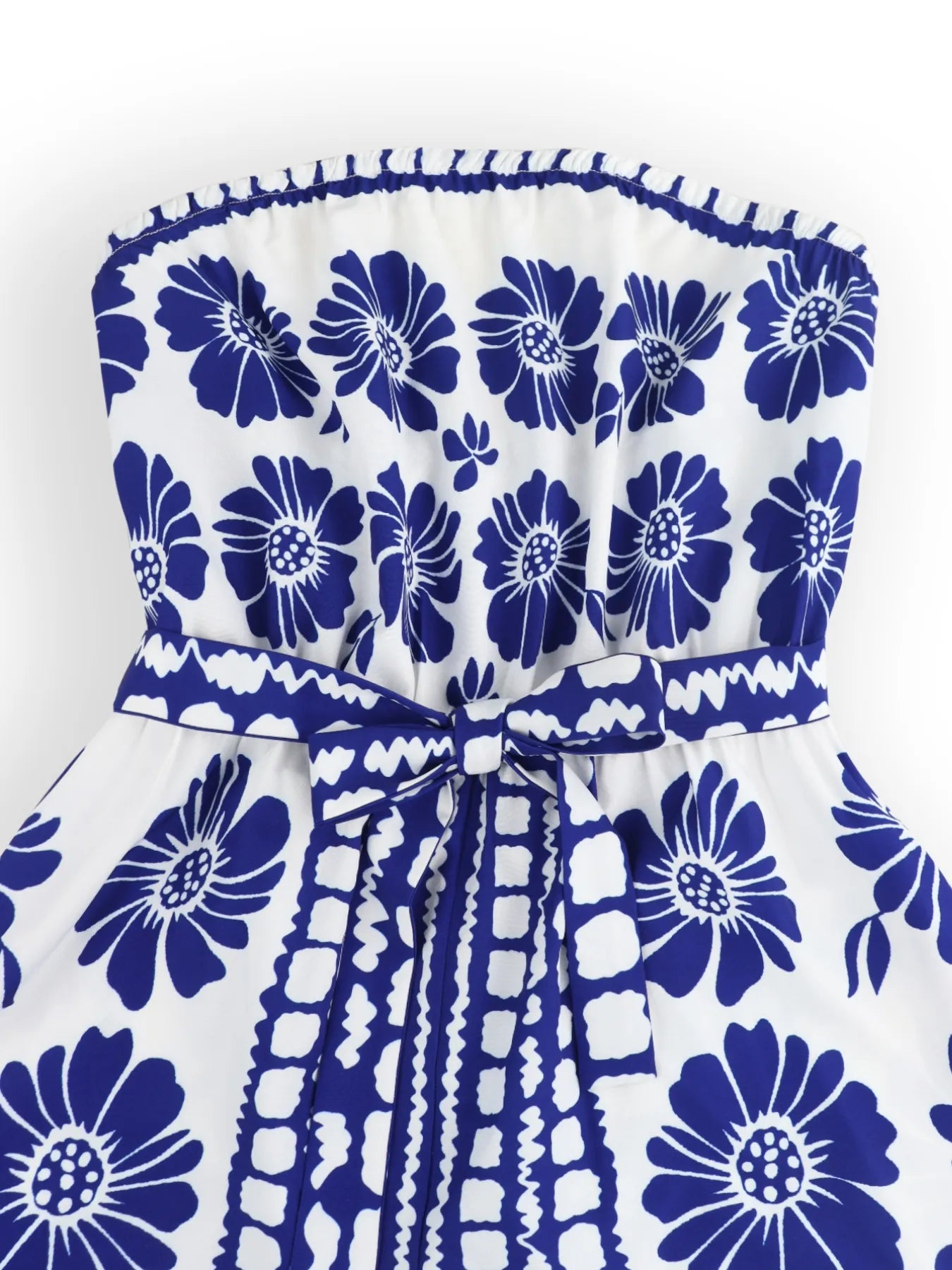 Printed Tube Tie-Waist Romper