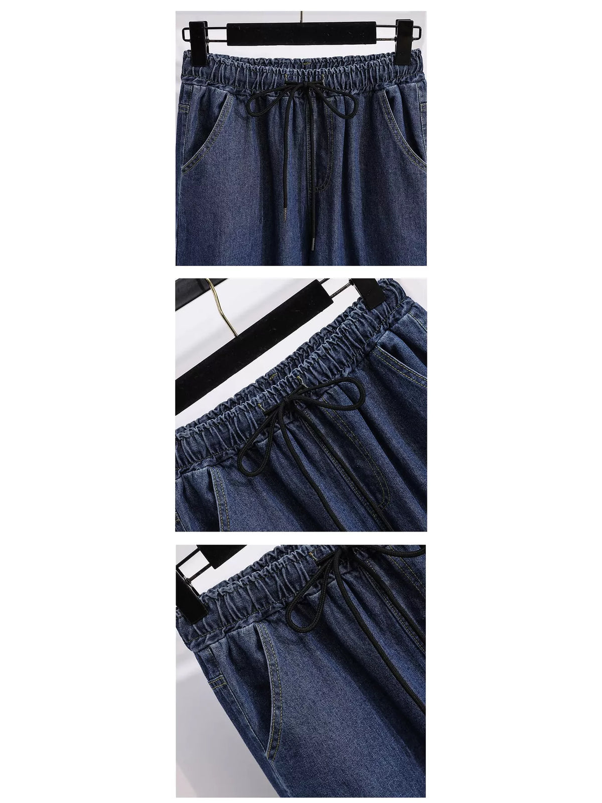 High-Waisted Drawstring Wide-Leg Jeans with Raw Hem