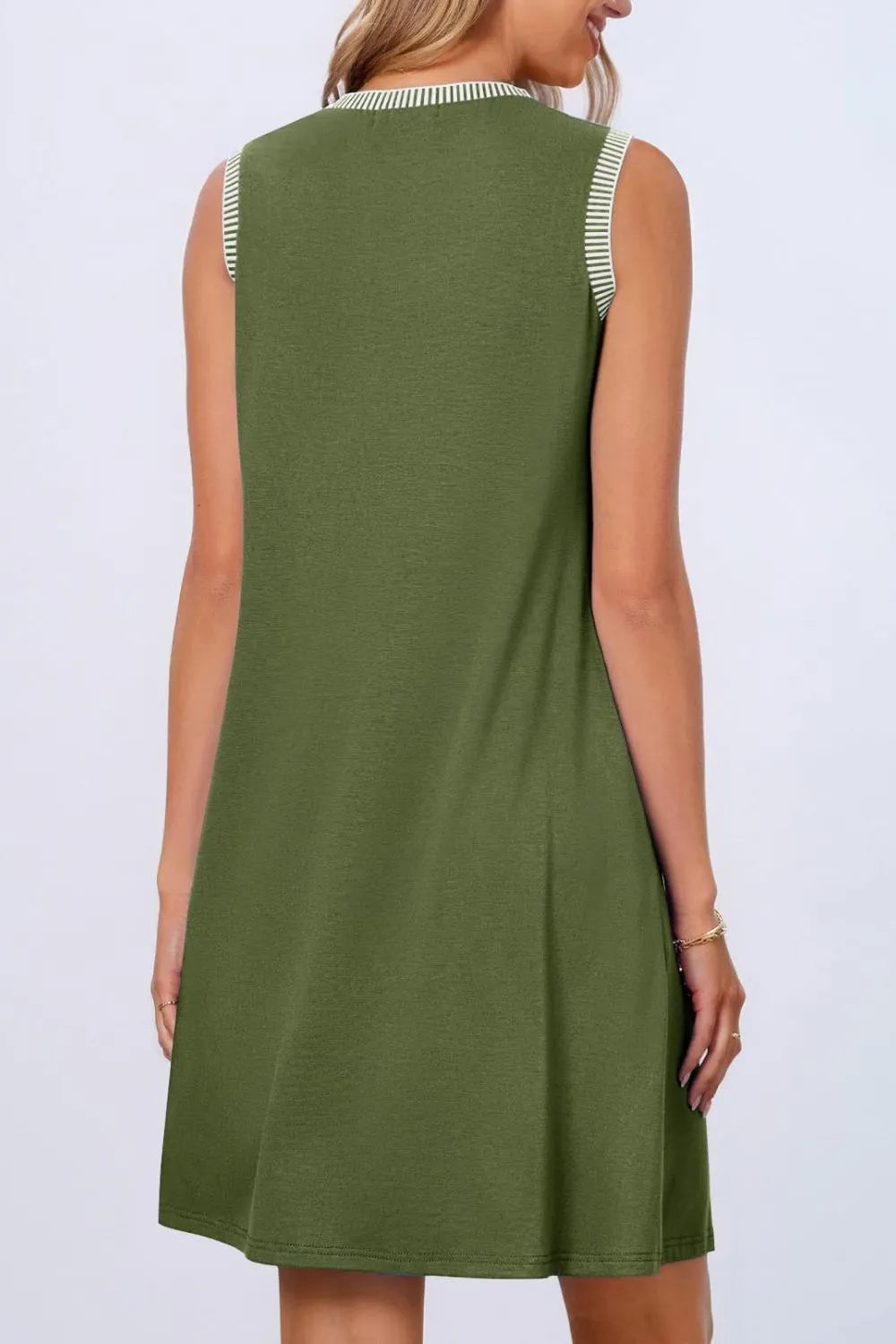 Round Neck Sleeveless Tank Dress with Pockets