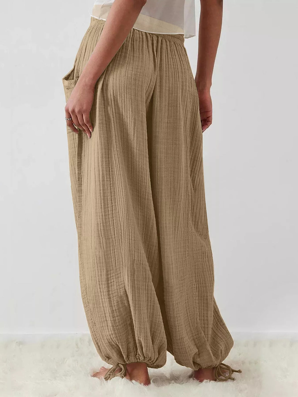 Loose-Fit Gauze Drawstring Pants