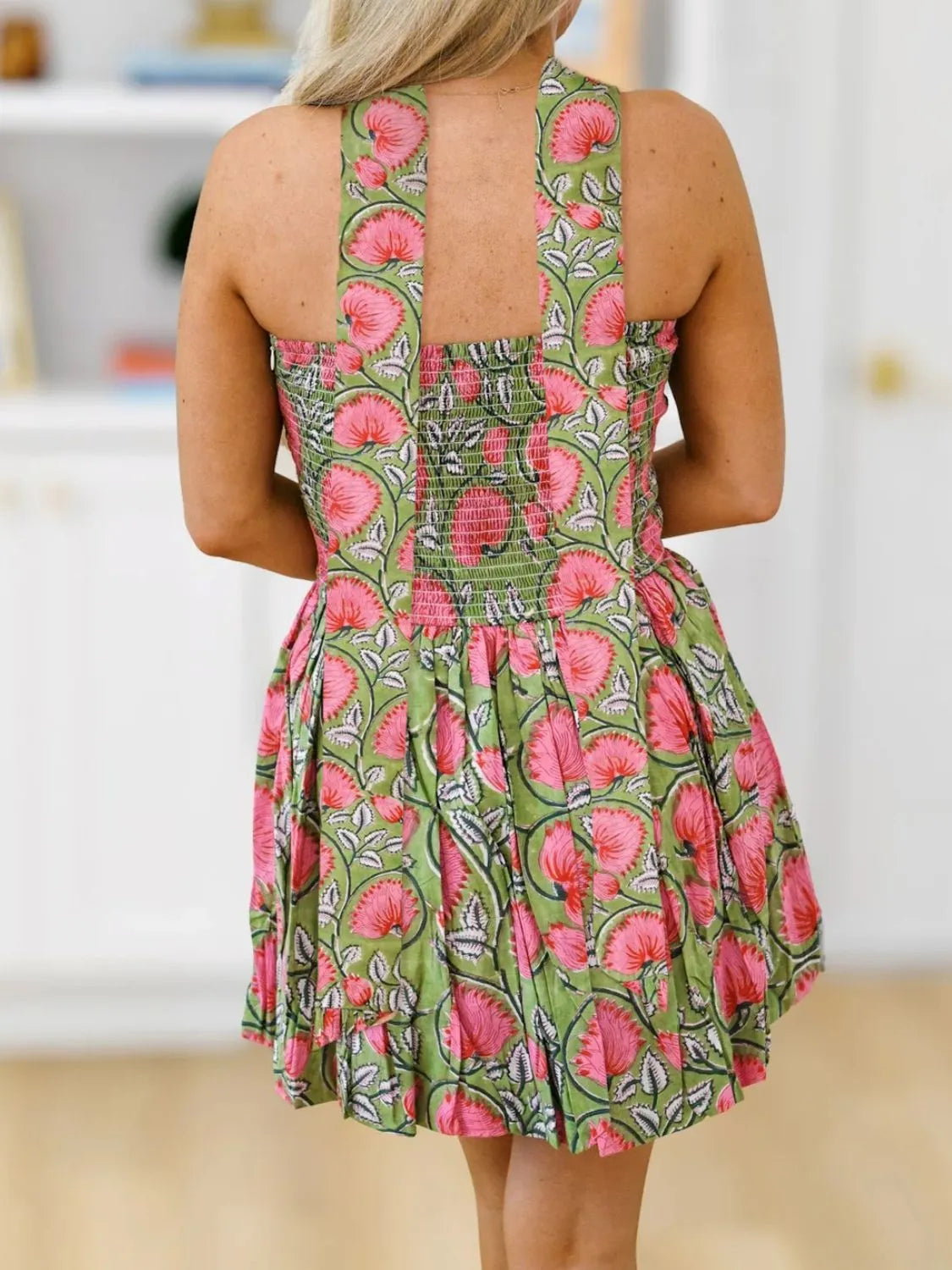 Printed Smocked Tube Mini Dress