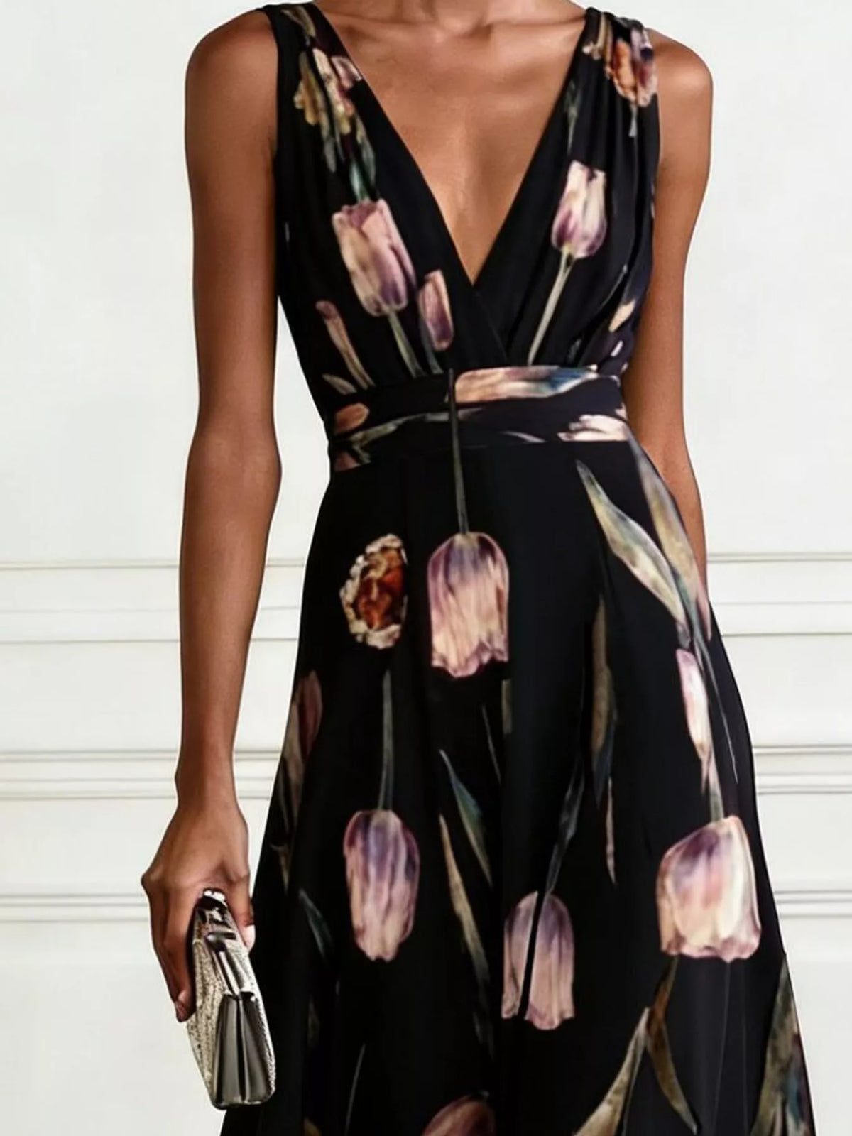 Plus Size Sleeveless Floral Maxi Dress