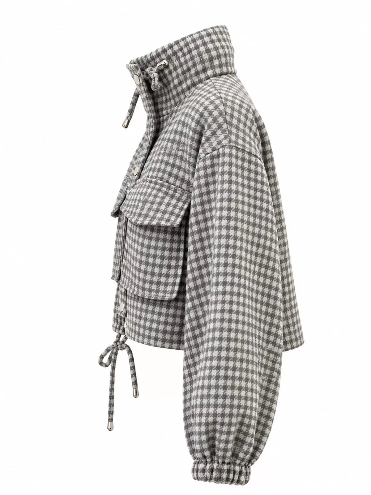 Plaid Cropped Zip-Up Jacket