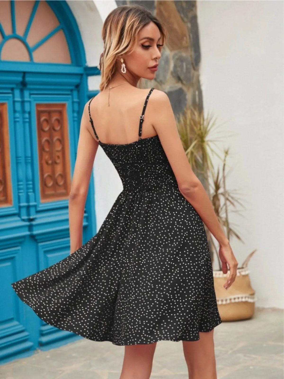 Plus Size Smocked Square Neck Cami Dress