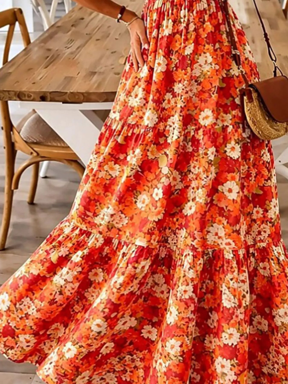Floral Tiered Maxi Dress with Spaghetti Straps