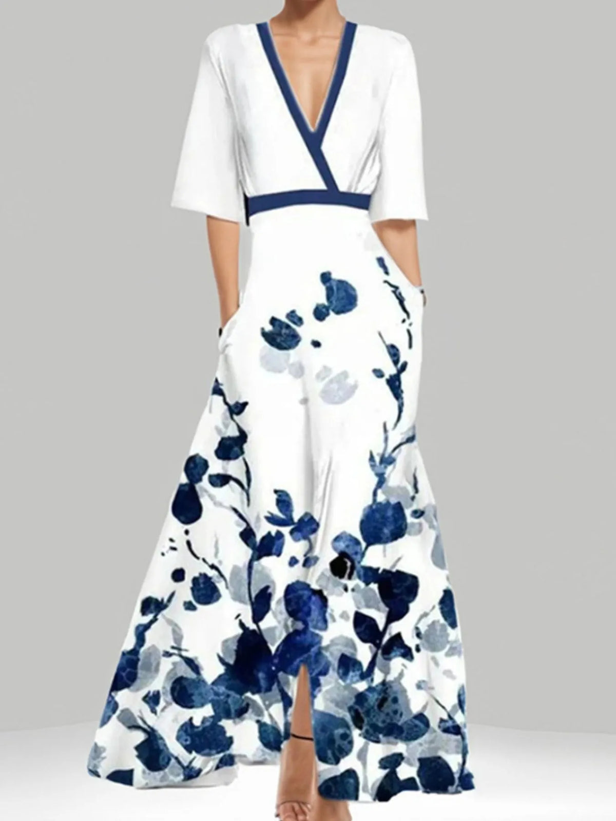 Floral Print Wrap Maxi Dress