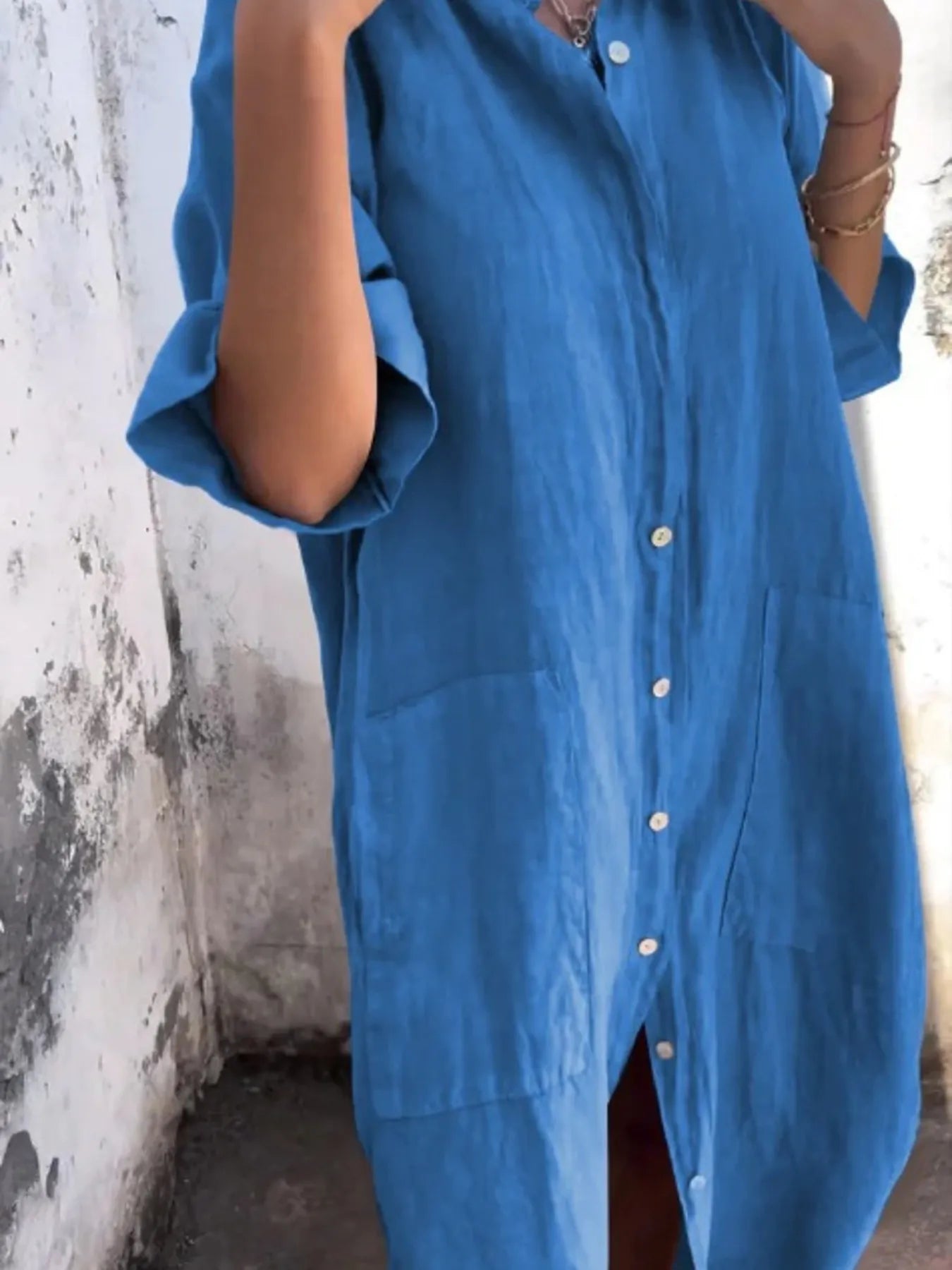 Linen Button-Down Shirt Dress