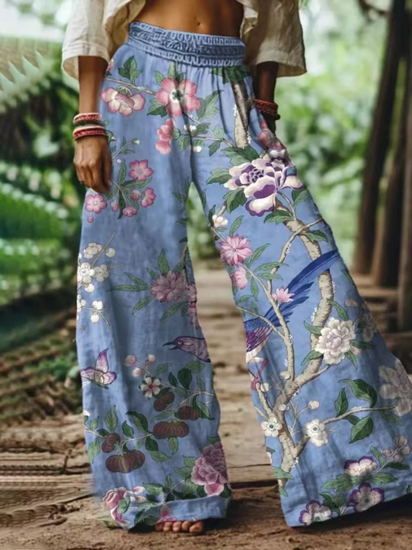 Floral Wide-Leg Pants