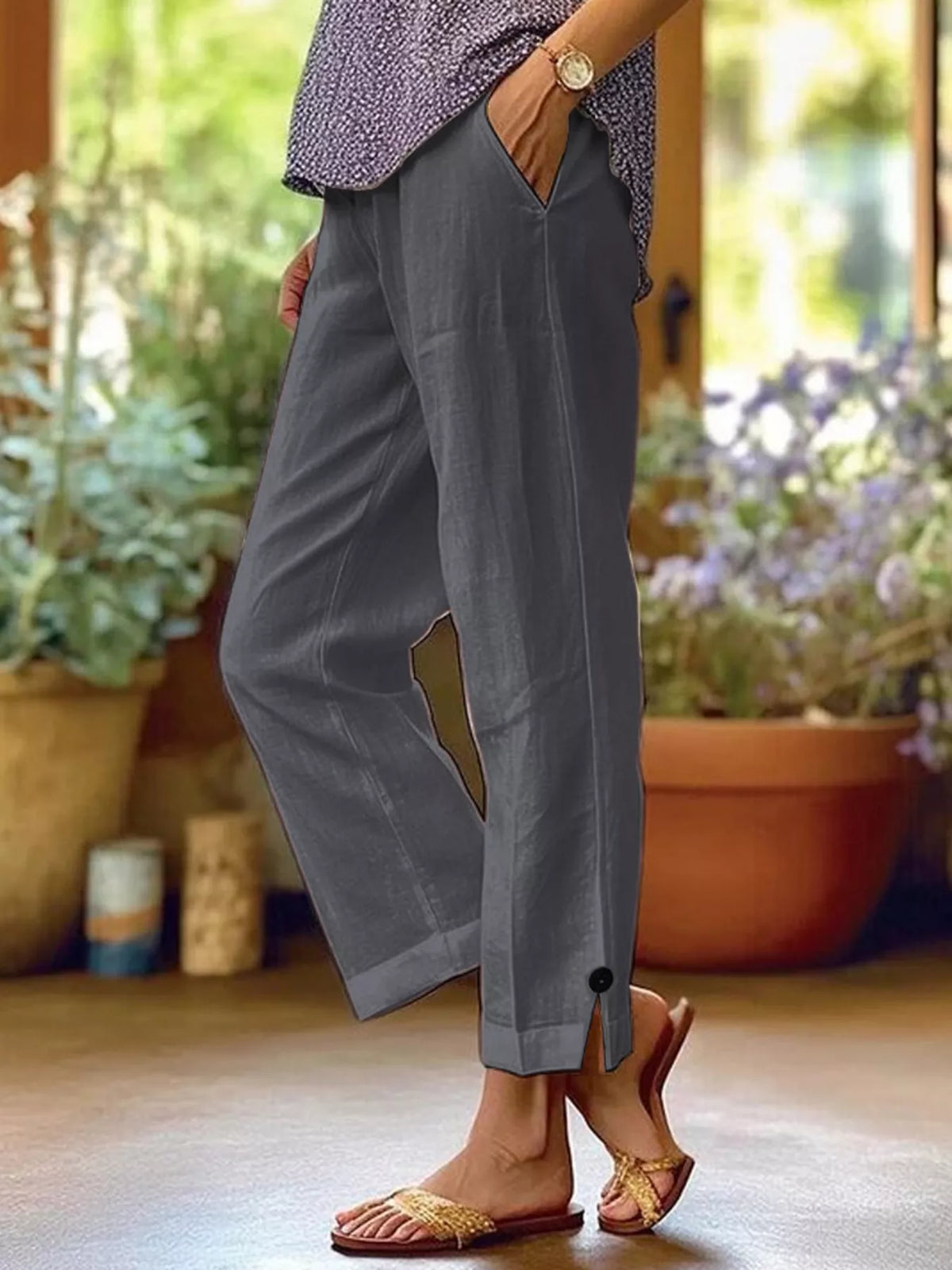 Plus Size Slit Wide Leg Pants