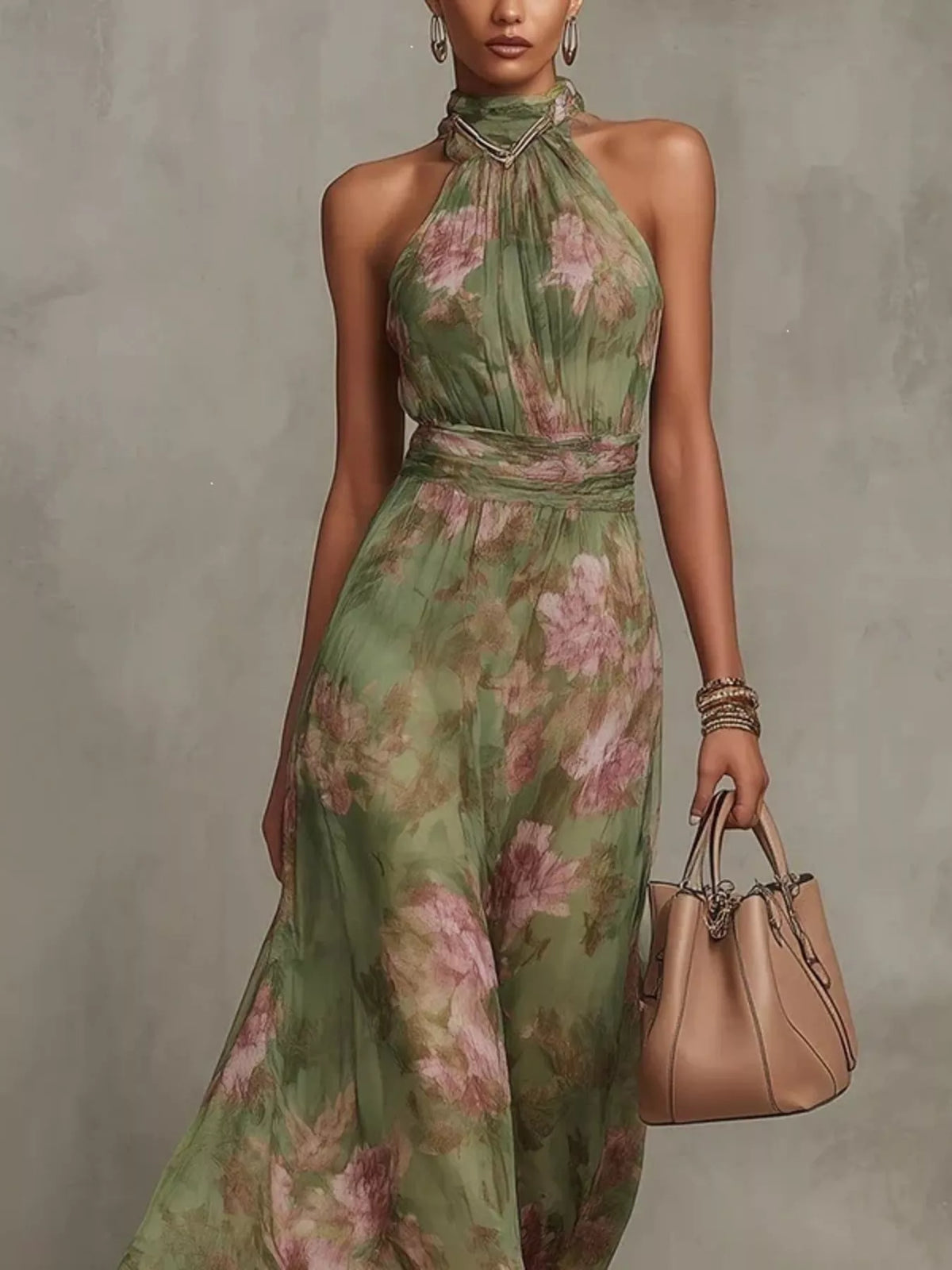 Floral Print Tiered Maxi Dress, Plus Size