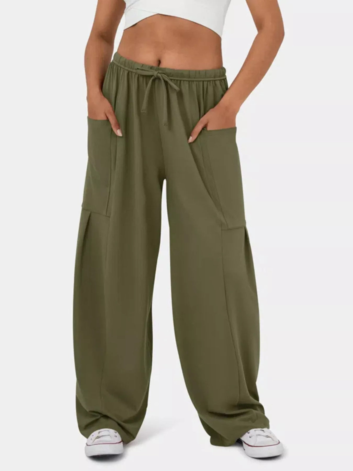 High-Waisted Adjustable Wide-Leg Pants