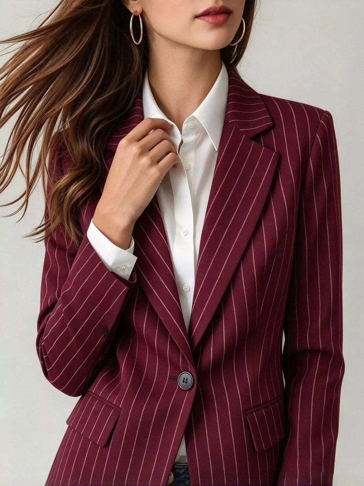 Lapel Collar One-Button Blazer