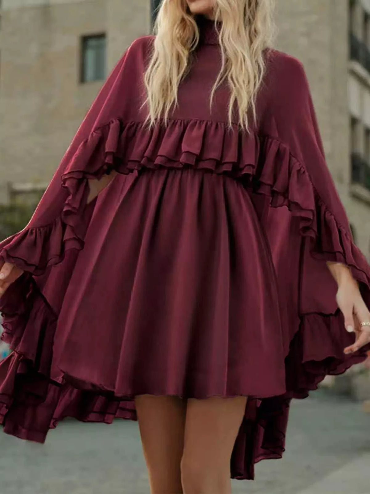 Ruffled Cape and Cami Dress Set