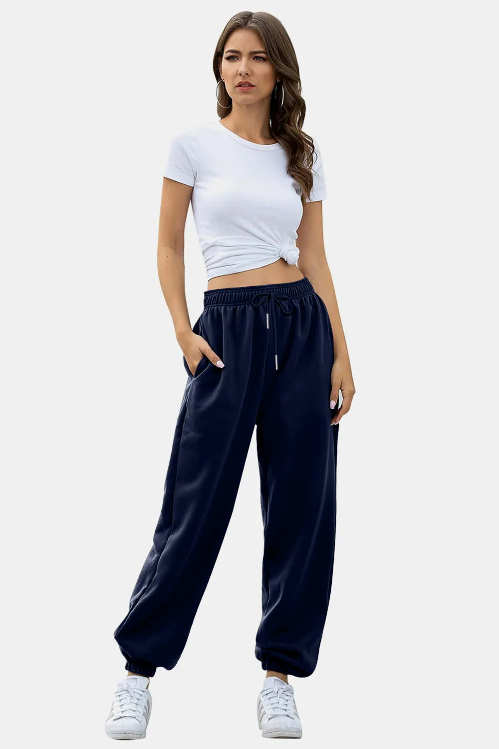 Tie-Waist Joggers with Pockets in Rich Hues by K&L