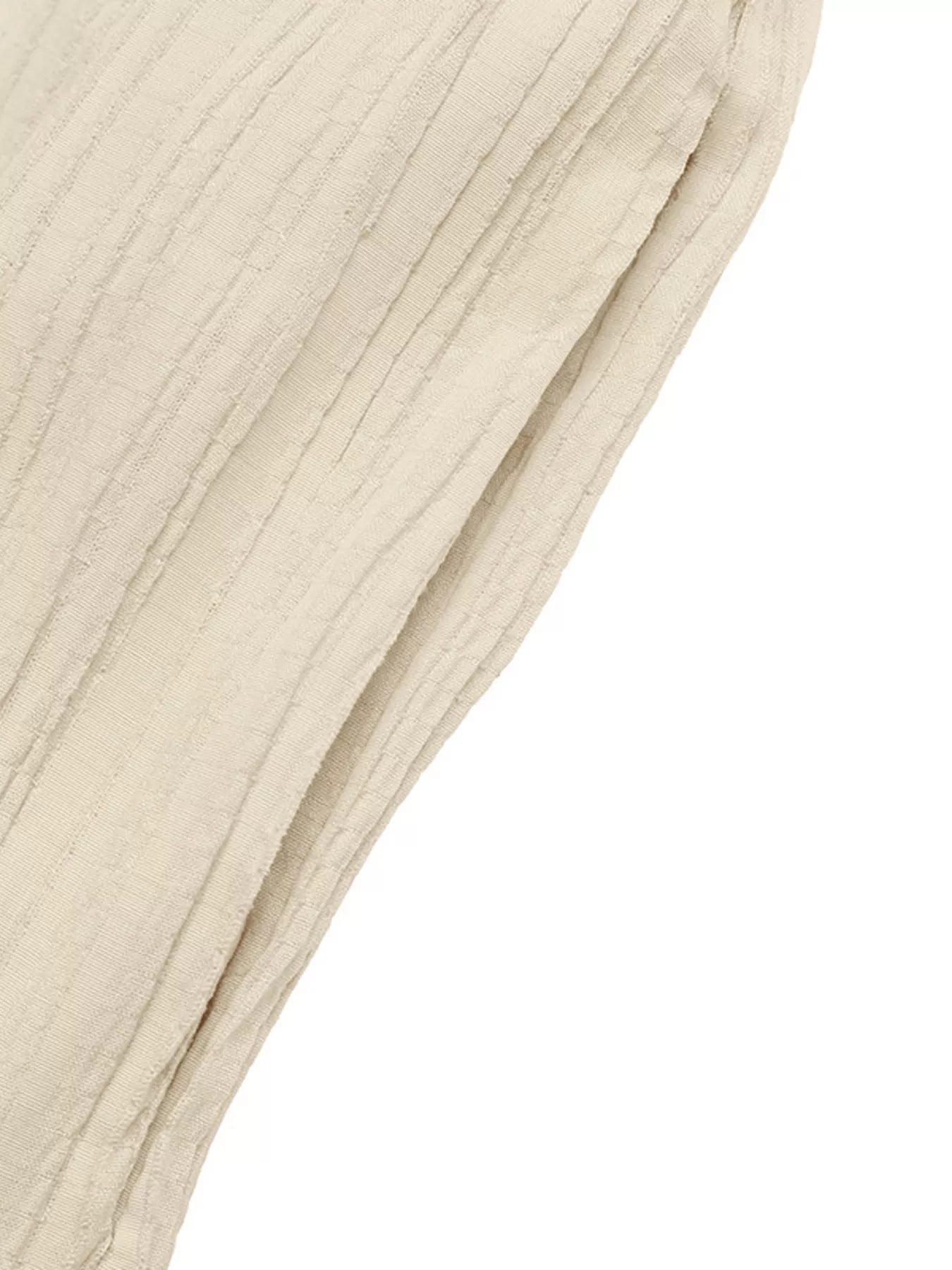 V-Neck Drawstring Waist Wide Leg Jumpsuit in Apricot